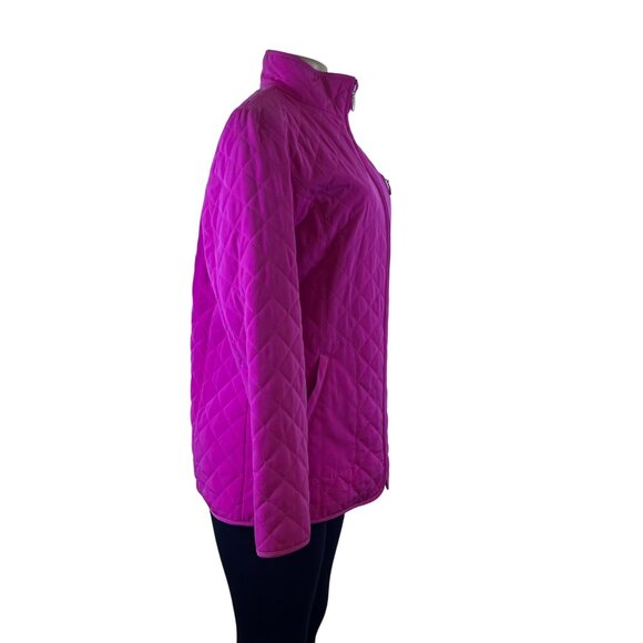 Liz Claiborne Womens Fuchsia Polyester Quilted Zip-Up Jacket Size M Lightweight - Picture 2 of 8